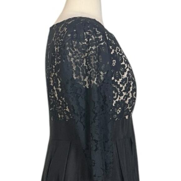 Eliza J Dress V-neck Black Lace Taffeta Floor Length Gown Women’s Plus Size 14W - Picture 7 of 12